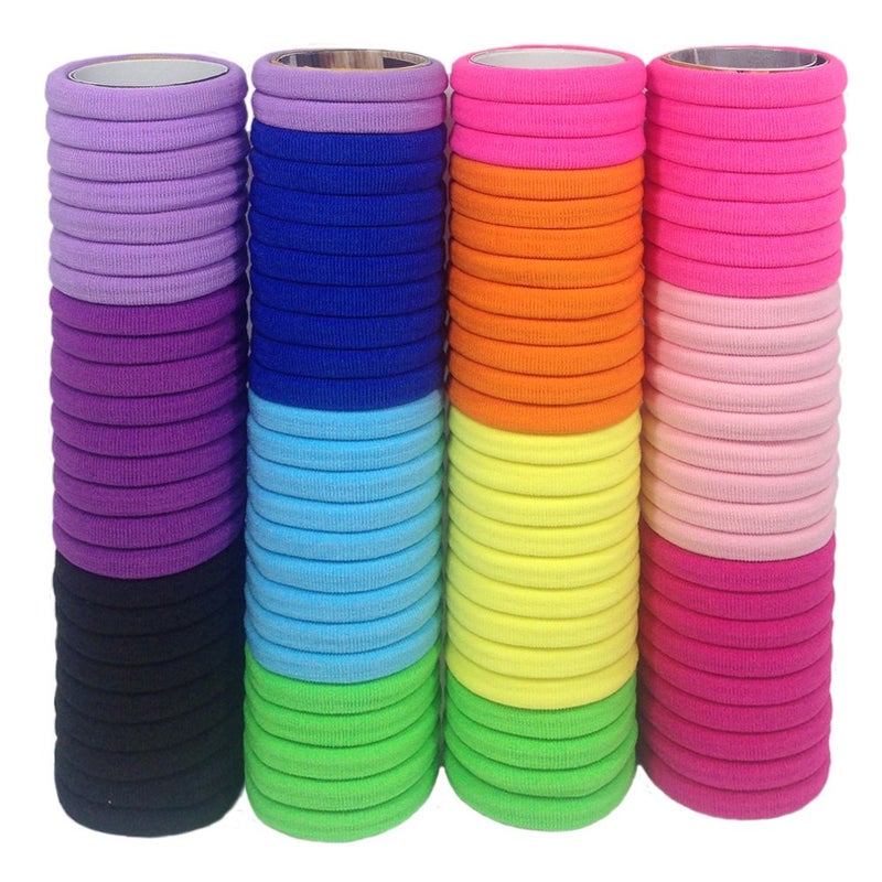 J-MEE Seamless Hair Bands, 100PCS Hair Ties Ponytail Holders Headband Scrunchies for Thick Hair No Crease Damage (Mix Colors) - Image 1